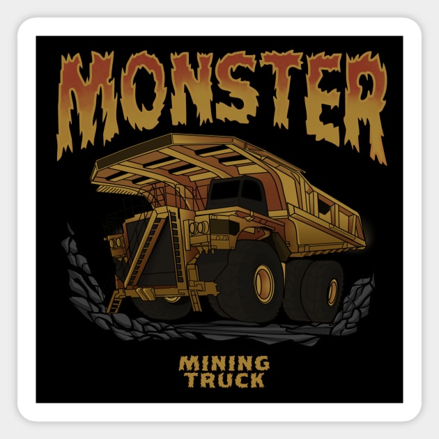 Monster Mining Truck Sticker by damnoverload